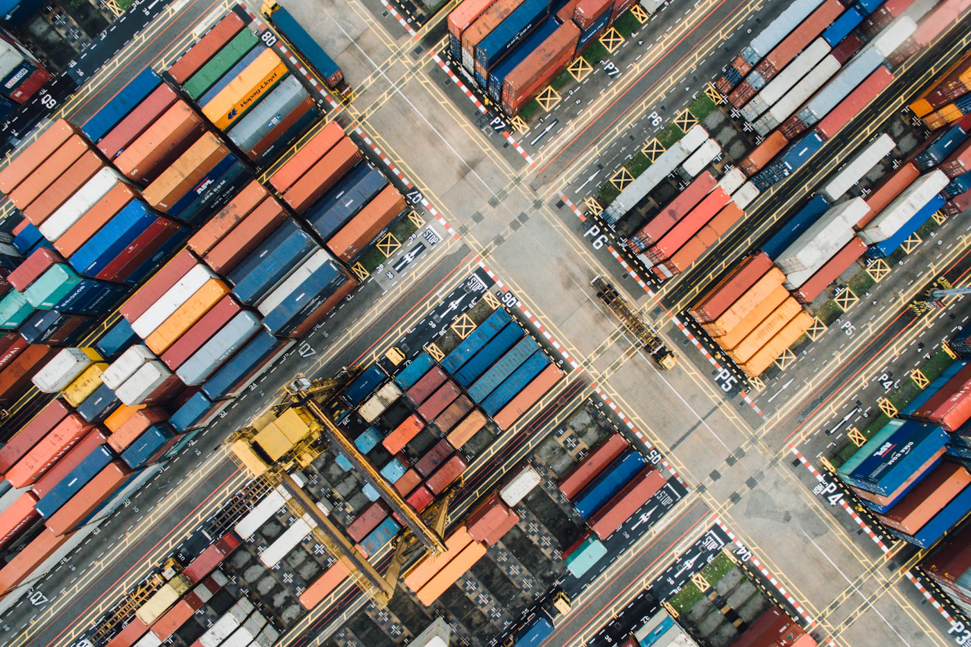 Vista aérea de una terminal de contenedores
